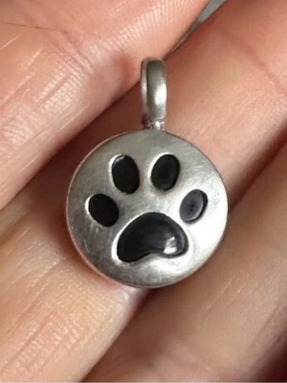 Silver Paw Print Pendant with Onyx